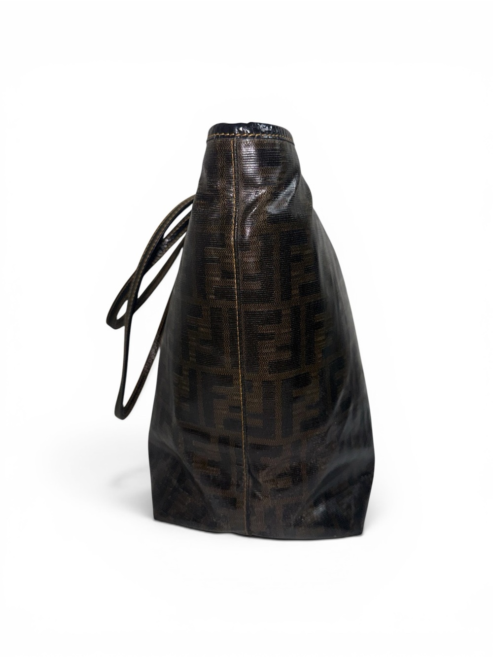 FENDI FF Brown Zucca Pattern Shoulder Tote - Picture 4 of 14